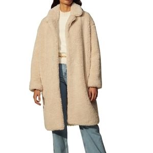 Sandro Rocky Long Faux Fur Coat, Size 36 (US 4) Small Teddy Coat